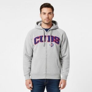 Antigua Chicago Cubs Heather Gray Full-Zip Hoodie Jacket Mens 2XL - EUC